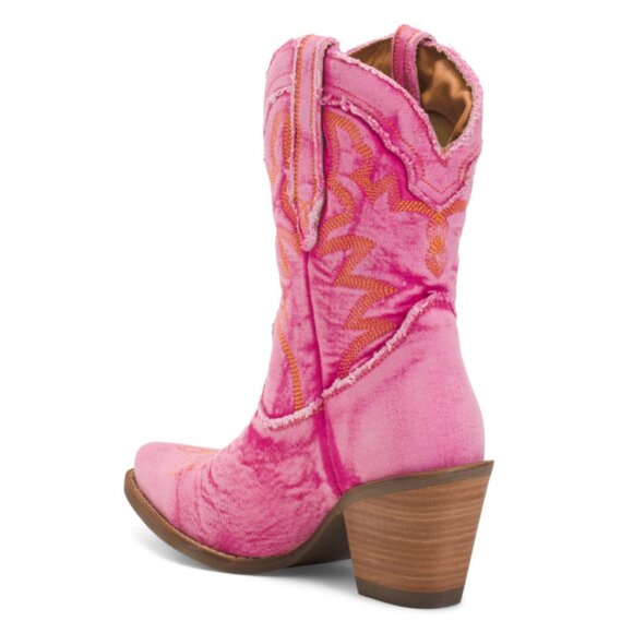 DINGO Pink Made In Mexico Denim Yall Need Dolly Western Boots - Picture 2 of 2